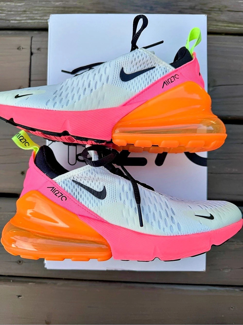 Nike Air Max 270 Women's White, Hot Pink and Orange US 6.5 Like New